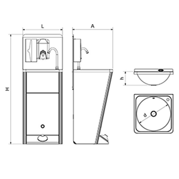 MOBILE HAND WASHBASIN WITH SELF-CONTAINED FREE STANDING