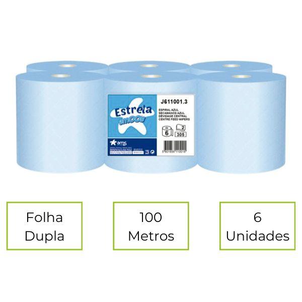 ROLO DE EXTRAÇÃO CENTRAL PASTA AZUL 100M 6 UNI. AMOOS