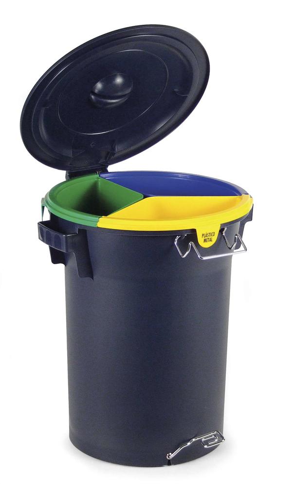 CUBO CIRCULAR ECOLÓGICO CON PEDAL 3 RESIDUOS 52 L