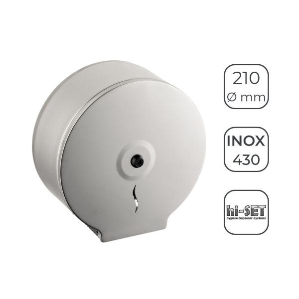 TOILET PAPER ROLL DISPENSER BRUSHED STAINLESS STEEL HI-SET