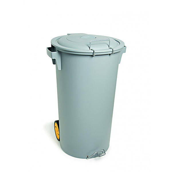 WHITE PEDAL BIN WITH LID AND WHEELS