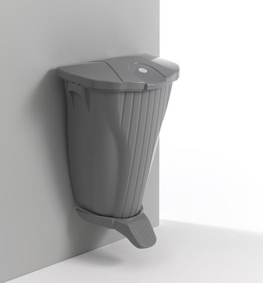 WALL-UP-GREY BIN W/GREY LID AND PEDAL