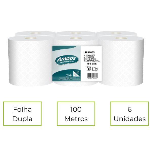 ROLO AUTO-CORTE C/ TAMPÃO PASTA 2F 100M 6UNI AMOOS